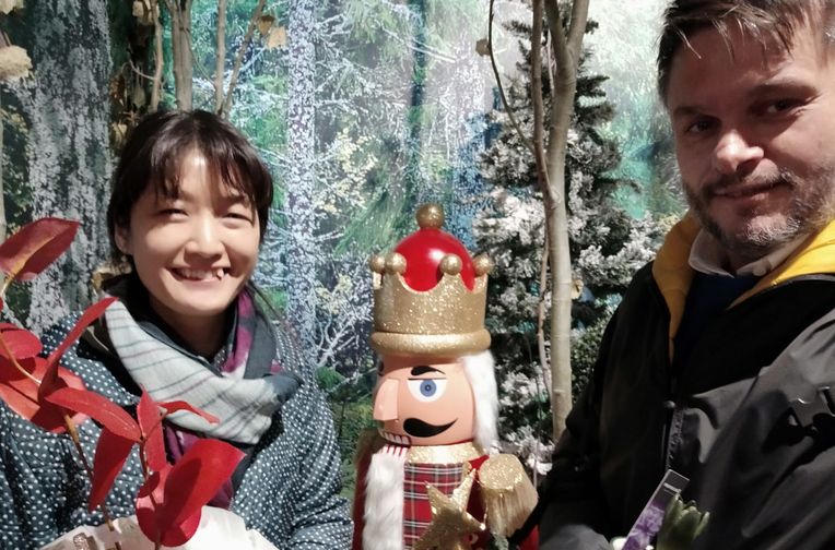 Fabio and Naoko in Christmas village