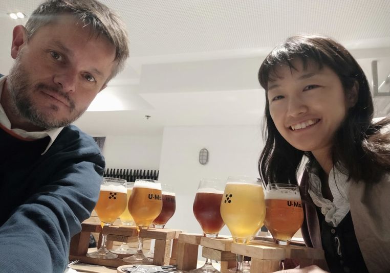 Fabio and Naoko in Brewery